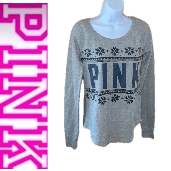 PINK Victoria's Secret Tops - VS PINK Snowflake Sweater 🩶🖤❄️